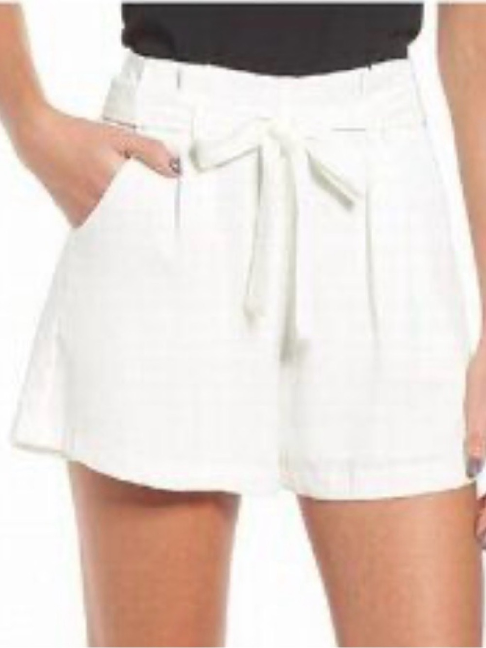 Leith Women’s White Tie-Waist Linen Blend Shorts